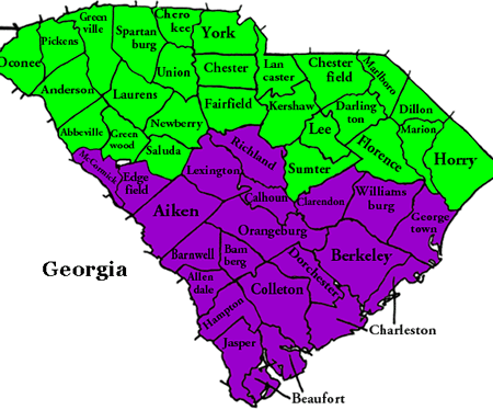 South Carolina Georgia map